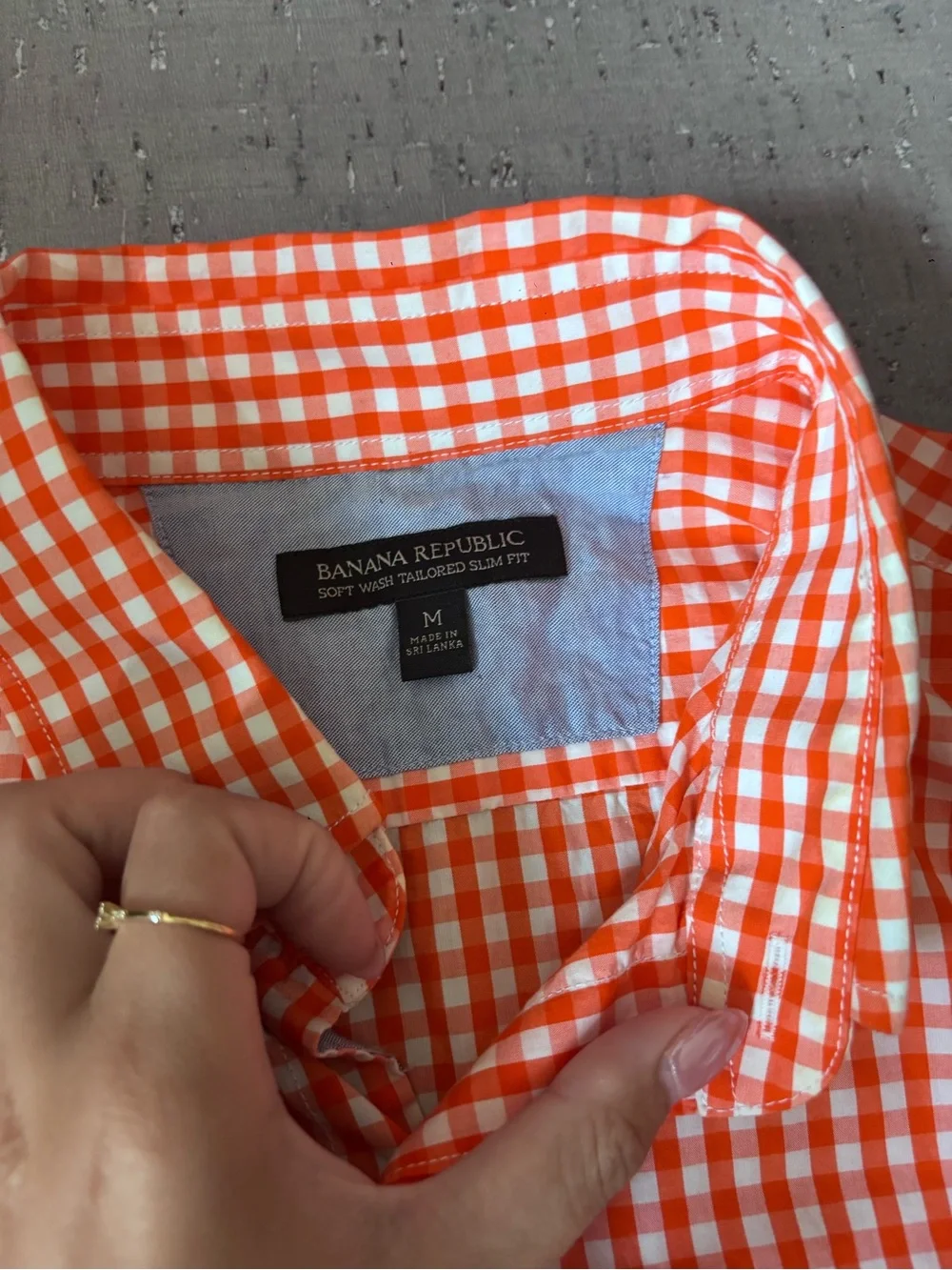 Banana Republic Orange Gingham Button-Down Shirt
